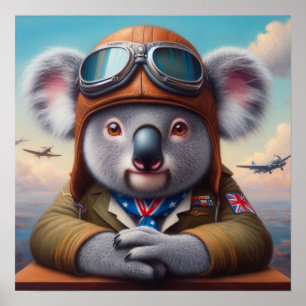 Koala Aeroplane Pilot Poster