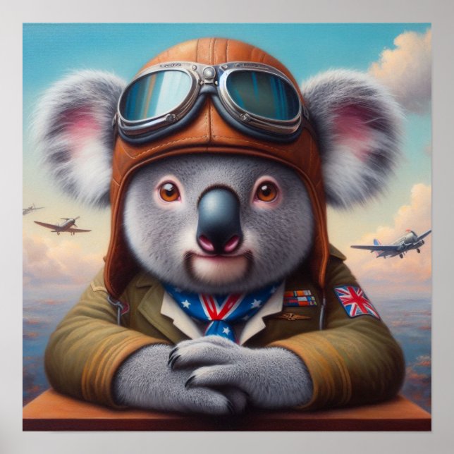 Koala Aeroplane Pilot Poster (Front)
