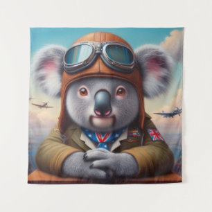 Koala Aeroplane Pilot Tapestry