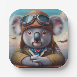 Koala Airplane Pilot Paper Plate