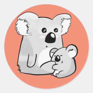 Koala and Baby Classic Round Sticker
