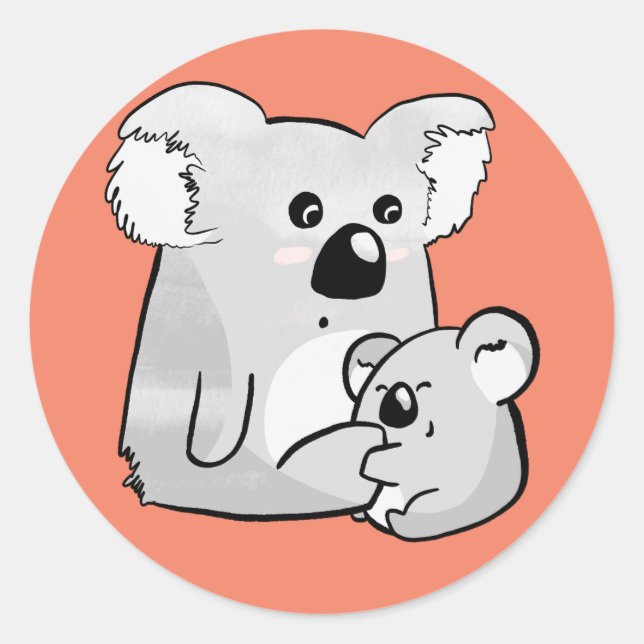 Koala and Baby Classic Round Sticker (Front)