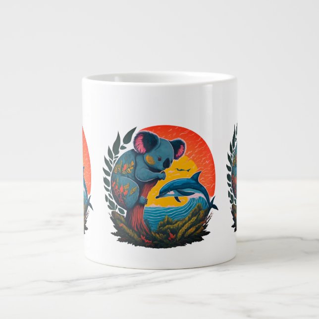 Koala and Dolphin  Large Coffee Mug (Front)