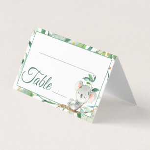 Koala and Leaves Baby Shower Birthday Table Number