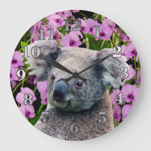 Koala and Orchids Large Clock