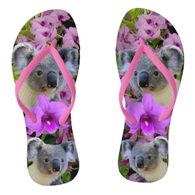 Koala and Orchids Thongs (Footbed)