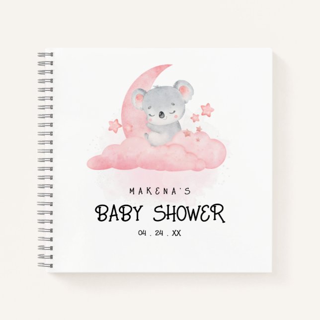 Koala and Stars Baby Shower Gift List Notebook (Front)