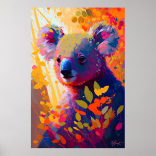 Koala Animal Portrait Painting Wildlife Outdoors  Poster