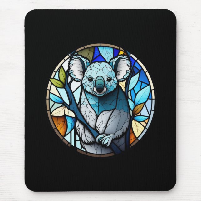 Koala Animal Portrait Stained Glass Wildlife Free Mouse Pad (Front)
