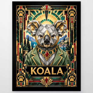Koala, Art Deco Wildlife Postcard