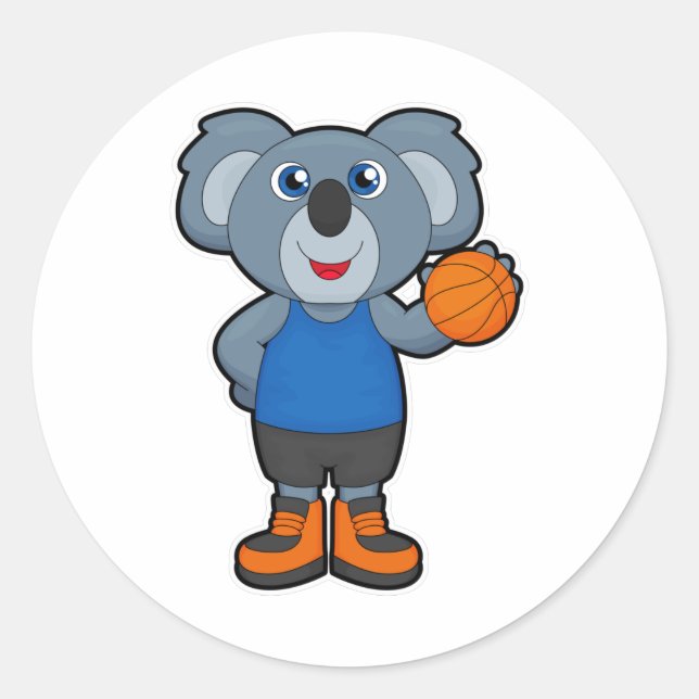 Koala as Basketball player with Basketball Classic Round Sticker (Front)