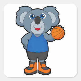 Koala as Basketball player with Basketball Square Sticker