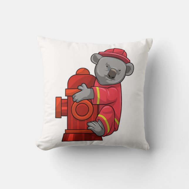 Koala as Firefighter with Fire hydrant Cushion (Front)