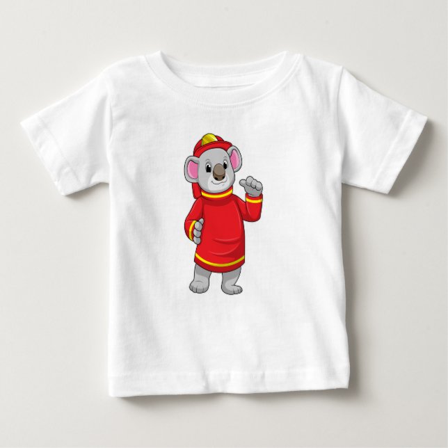 Koala as Firefighter with Helmet Baby T-Shirt (Front)