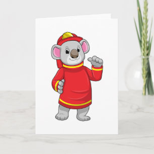 Koala as Firefighter with Helmet Card