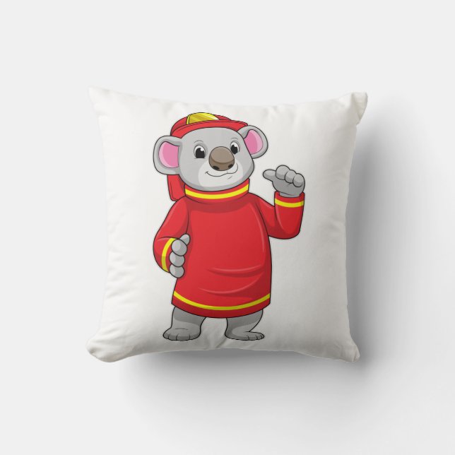 Koala as Firefighter with Helmet Cushion (Front)