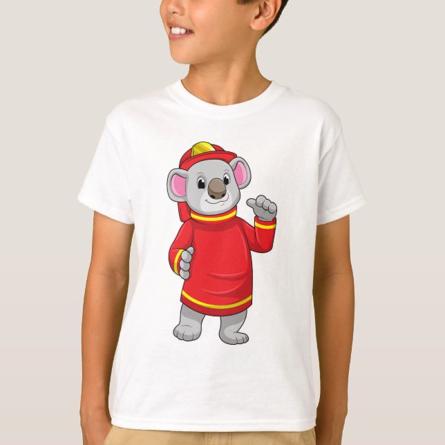 Koala as Firefighter with Helmet T-Shirt (Front)