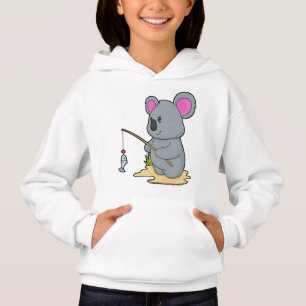 Koala as Fisher with Fishing rod & Fish