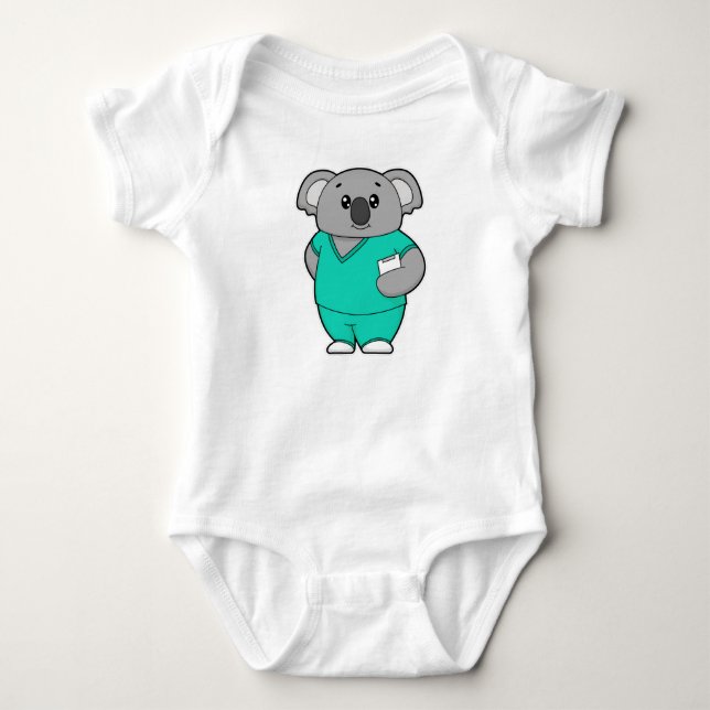 Koala as Nurse with Notepad Baby Bodysuit (Front)