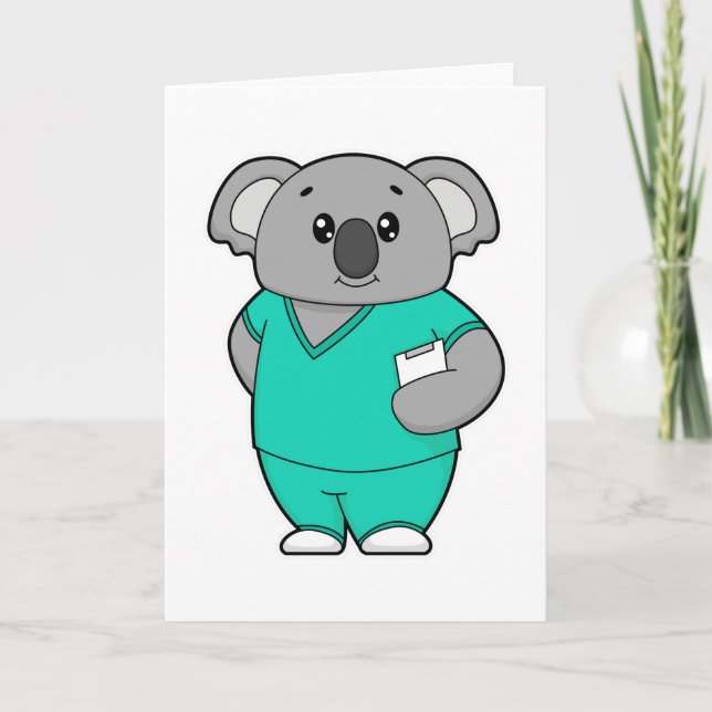 Koala as Nurse with Notepad Card (Front)