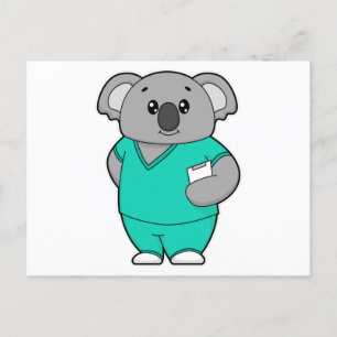 Koala as Nurse with Notepad Postcard