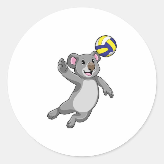 Koala as Volleyball player with Volleyball Classic Round Sticker (Front)