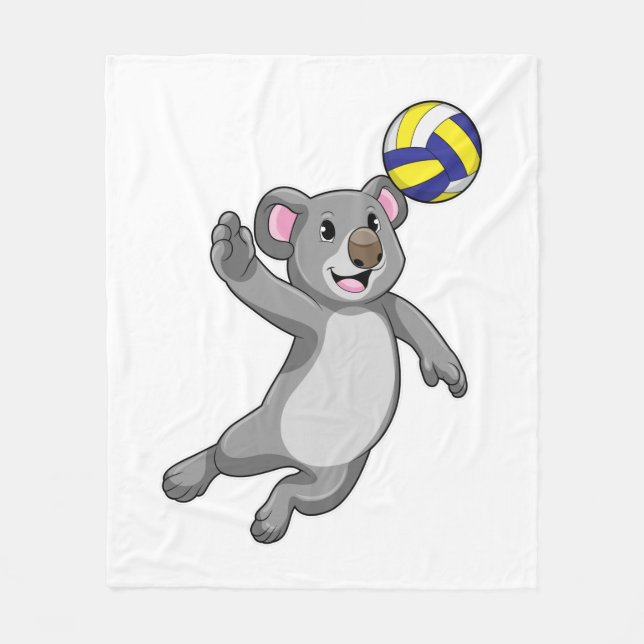 Koala as Volleyball player with Volleyball Fleece Blanket (Front)