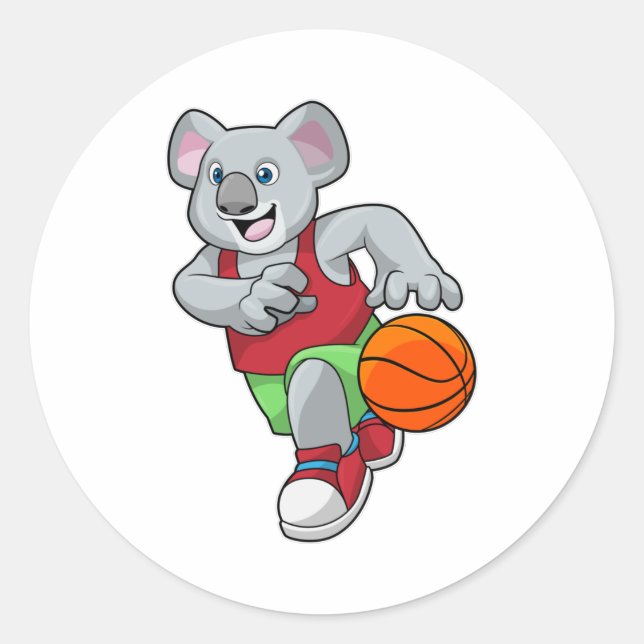 Koala at Basketball Sports Classic Round Sticker (Front)