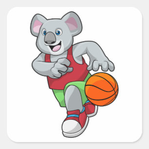 Koala at Basketball Sports Square Sticker