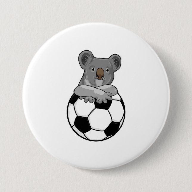 Koala at Soccer Sports 7.5 Cm Round Badge (Front)