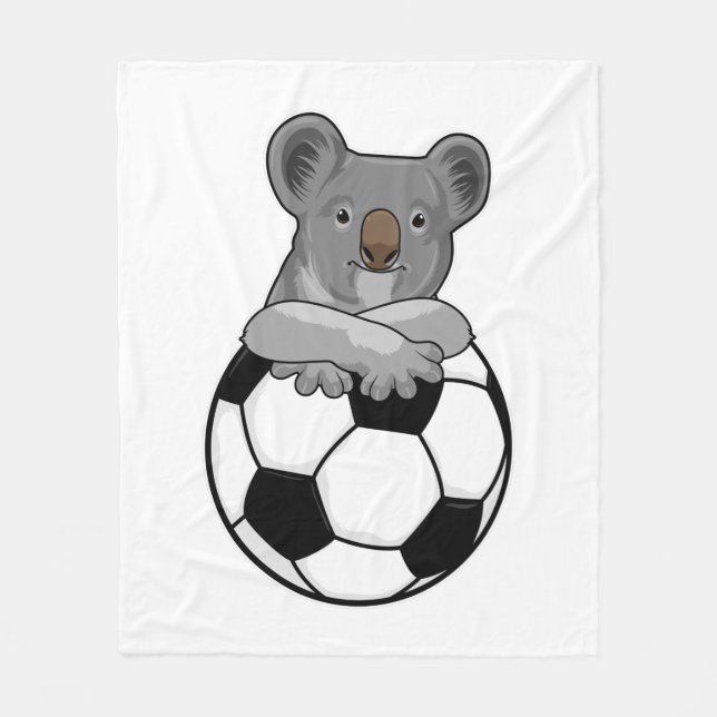 Koala at Soccer Sports Fleece Blanket (Front)