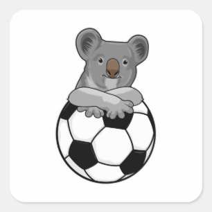Koala at Soccer Sports Square Sticker
