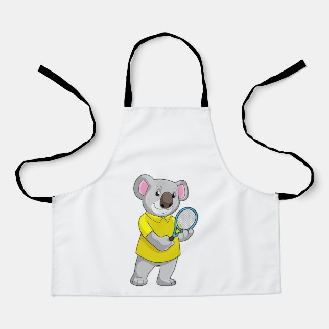 Koala at Tennis with Tennis racket Apron (Front)