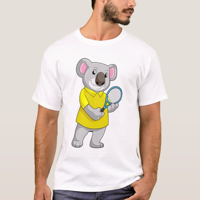 Koala at Tennis with Tennis racket T-Shirt (Front)