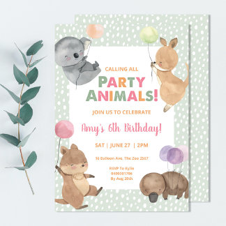 Koala Australian Animal Birthday Invitation