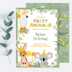 Koala Australian Animals Birthday Invitation