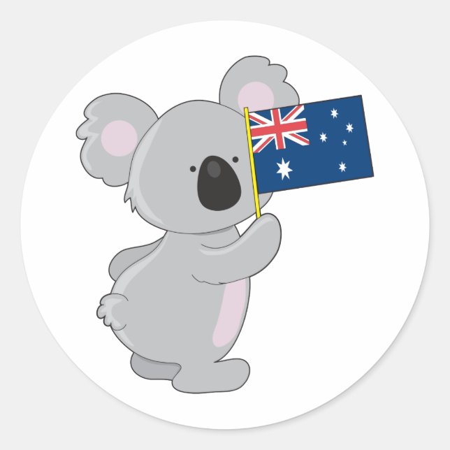 Koala Australian Flag Classic Round Sticker (Front)