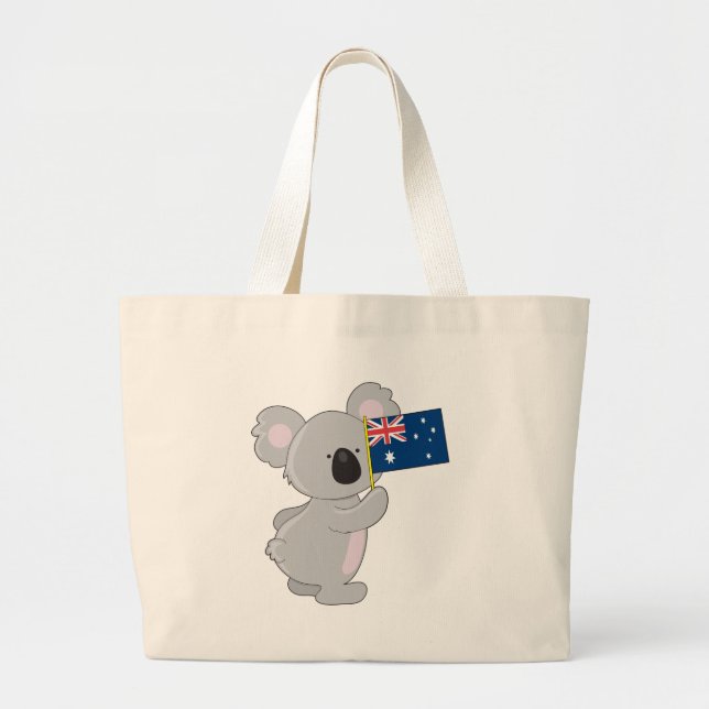 Koala Australian Flag Large Tote Bag (Front)