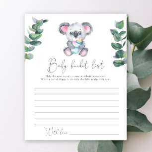 Koala baby shower - Baby bucket list