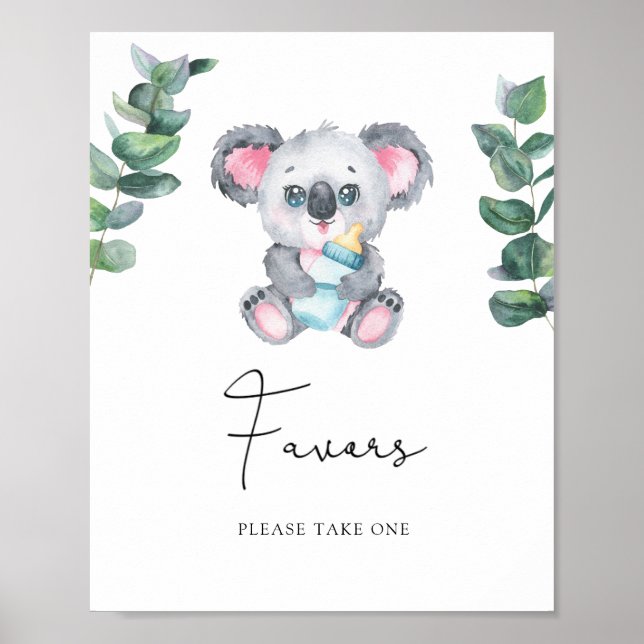 Koala baby shower - Favours Poster (Front)