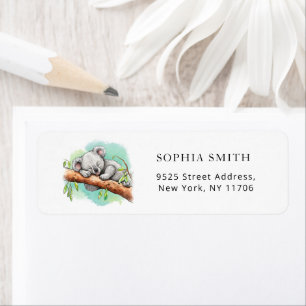Koala baby shower return address label