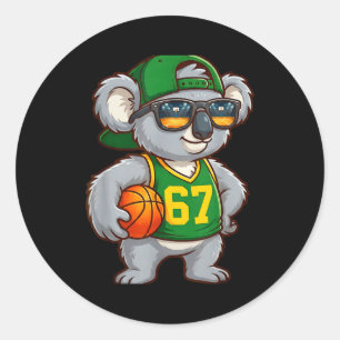 Koala basketball 67 gen alpha slang srts men boys classic round sticker