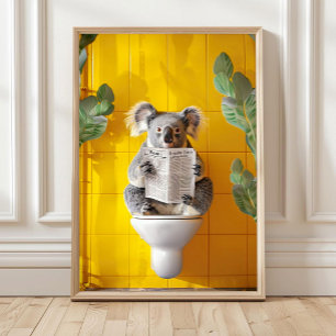 Koala Bathroom Wall Art Print, Maximalist Wall Art