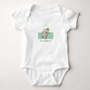 Koala Bear • Add Your Name Cute Alphabet Monogram Baby Bodysuit