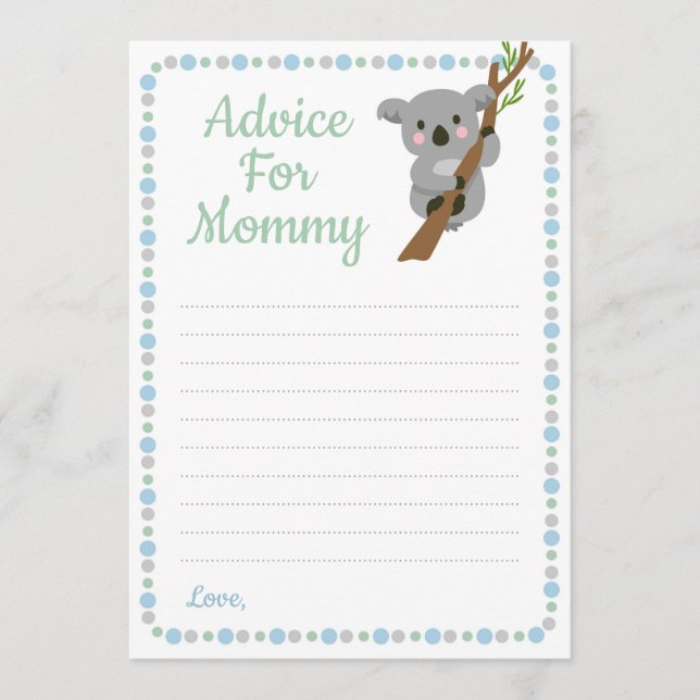 Koala Bear Advice For Mummy Shower Game Blue Boy (Front)