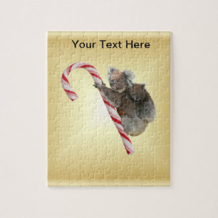 Koala Bear and Joey Cub Candy Cane Jigsaw Puzzle