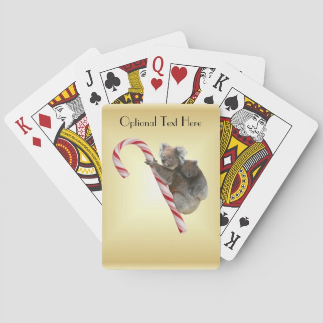 Koala Bear and Joey Cub Candy Cane Playing Cards (Back)