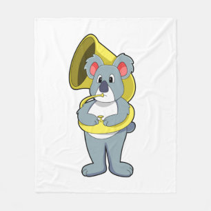 Koala bear at Music with Saxophone.PNG Fleece Blanket