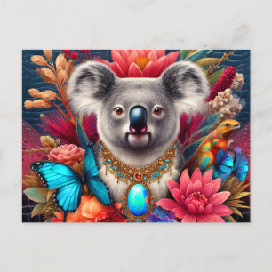 koala bear australian flowers butterfly ai art postcard