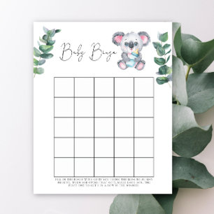 Koala Bear Baby shower bingo game